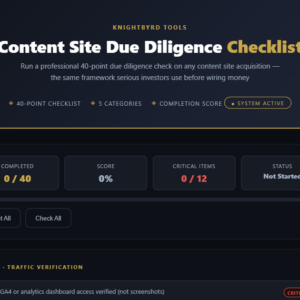 Content Site Due Diligence Checklist